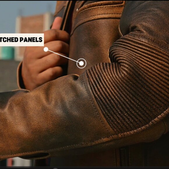 RIDERACT® Mens Fashion Riding Jacket Motorcycle Leather Brown Men Size 3XL NEW - Picture 6 of 9